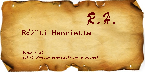 Réti Henrietta névjegykártya
